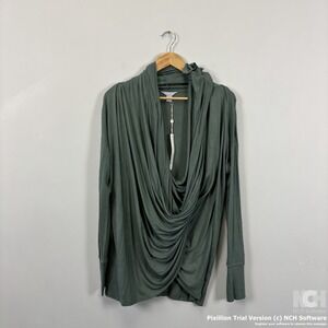 CASLON Off Duty Wrap Womens Green Drape Nursing Long Sleeve Jersey Top Size M